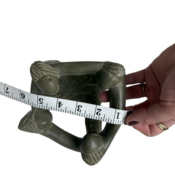 Clay Pottery Circle of Friends Mayan Aztec Candle Holder Grey Decor Family Of 4 - Picture 7 of 10